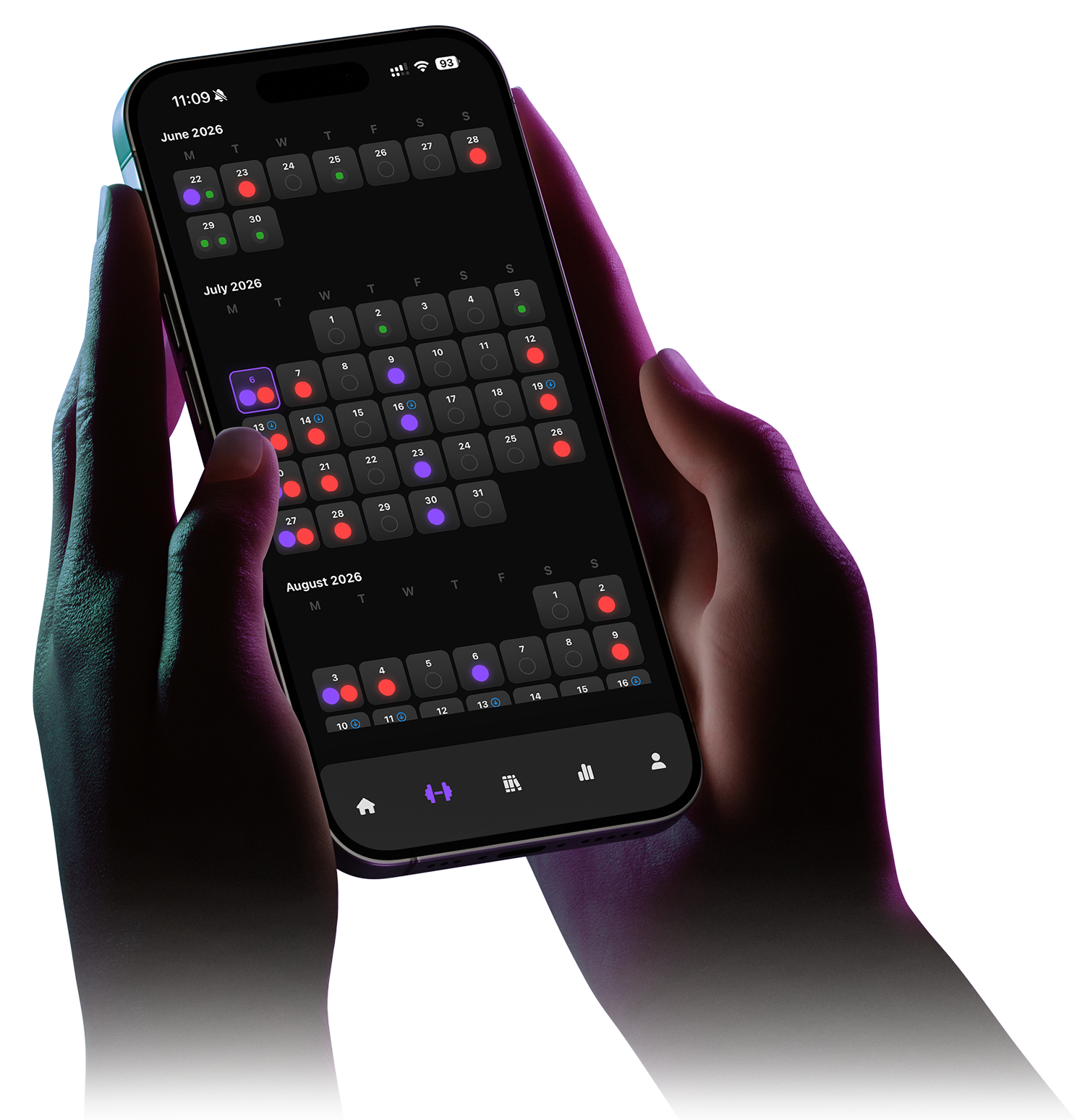 An athlete viewing their IMPETUS training calendar